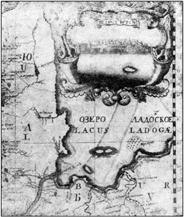 Фрагмент антикварной карты из «Атласа Всероссийской империи». 1727 год